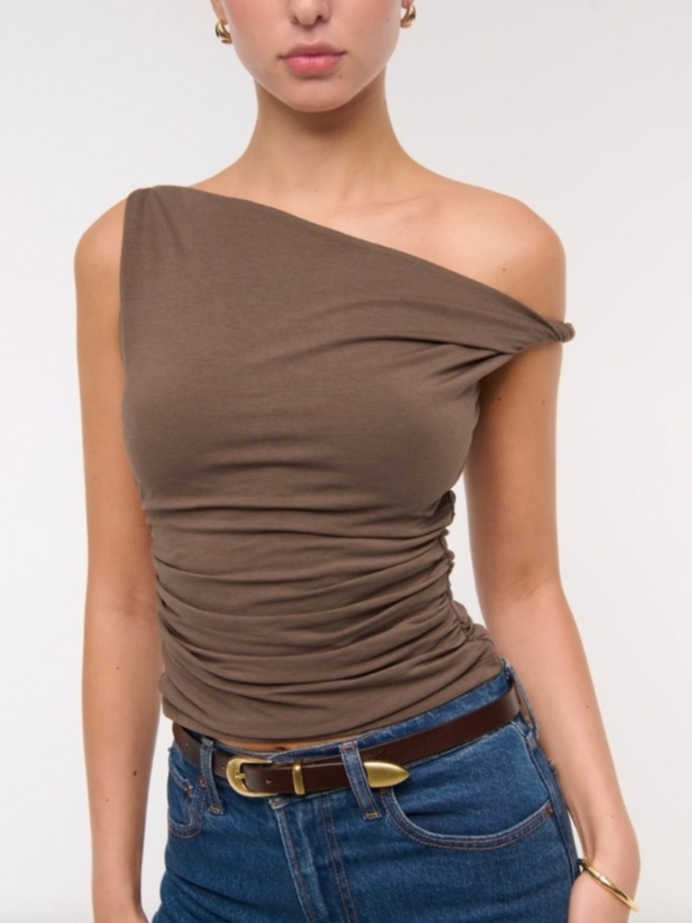 Abercrombie & Fitch Brown Asymmetrical Twist Top NWT